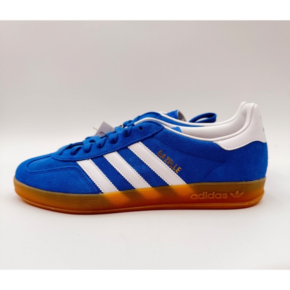 Adidas Originals Men's Size 5.5 Gazelle Indoor "Blue Bird" White Gum JI2061 NEW - Picture 2 of 7